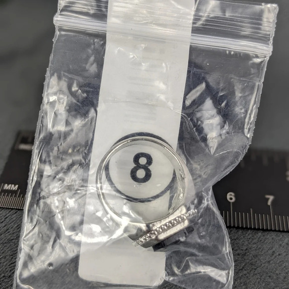 Silver color dark stone signet ring, 8, unisex - Picture 7 of 8